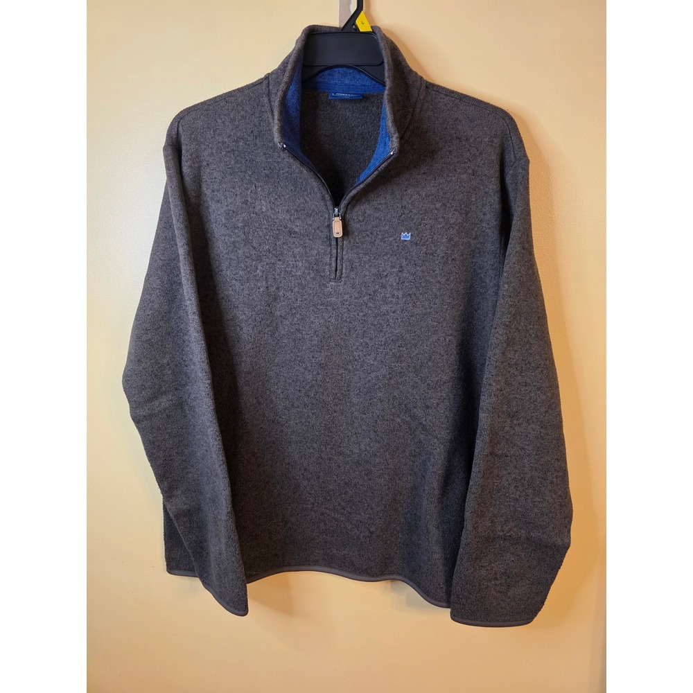 Crown & Ivy Mens Large Gray Heather 1/4 Zip Fleece Pullover Sweater Knit L